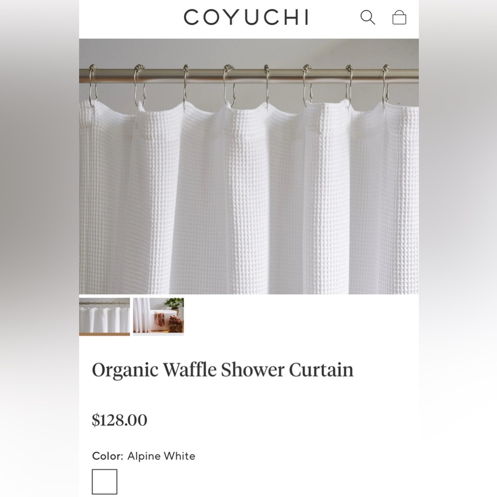 Coyuchi Waffle Texture Shower Curtain - Alpine White